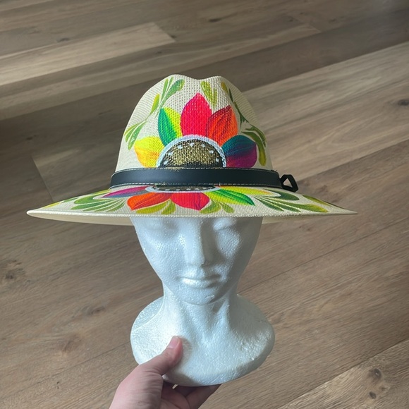 Artisanal Mexican Sombreros Hand Painted Fedora Floral Sombrero Panama Bohemian - Picture 8 of 8
